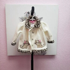 Young Hearts Coat with Cats and Animal Trim